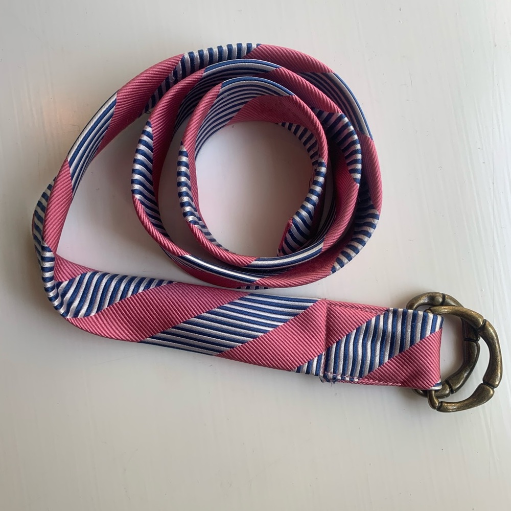 J. Crew “Silk Tie” pink and navy belt